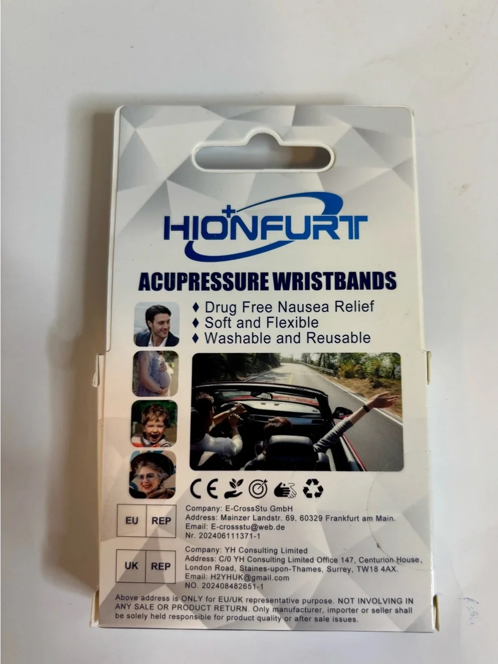 Gray Acupressure Wristbands for Nausea Relief - One Pair